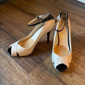 Nine West Leather Peep-Toe Heels